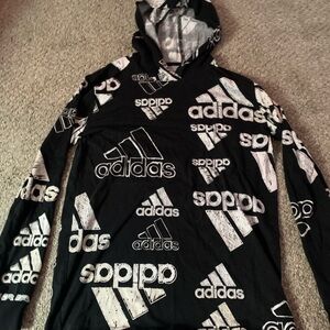 Adidas Gray and Black Cotton Hoodie Boys 14/16 Great condition